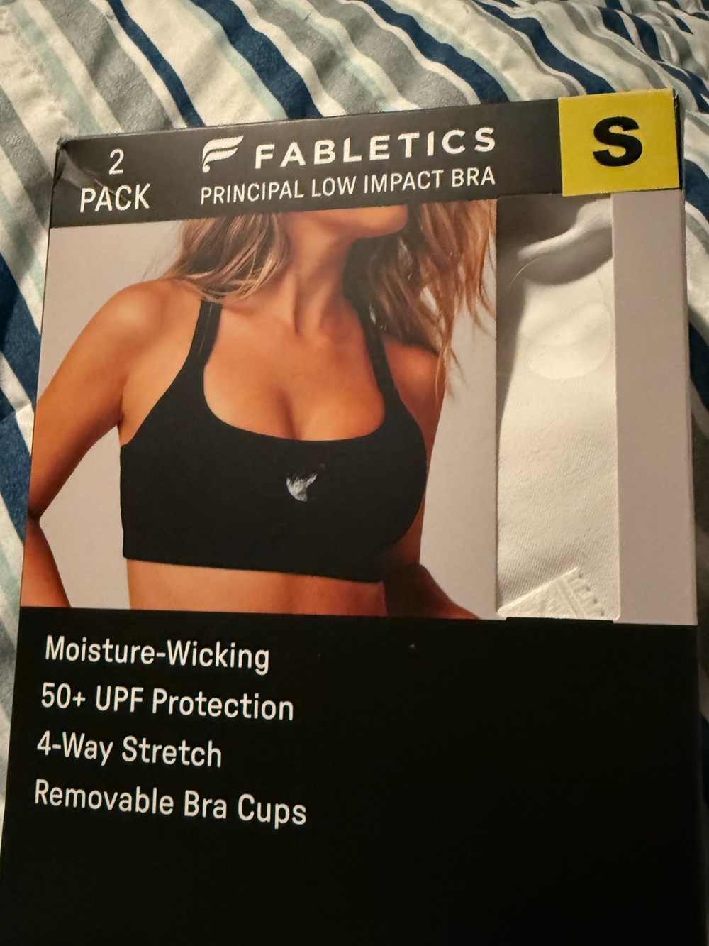 Fabletics Principal Low Impact Bra - Black & White (2 Pack) Sz S NWT